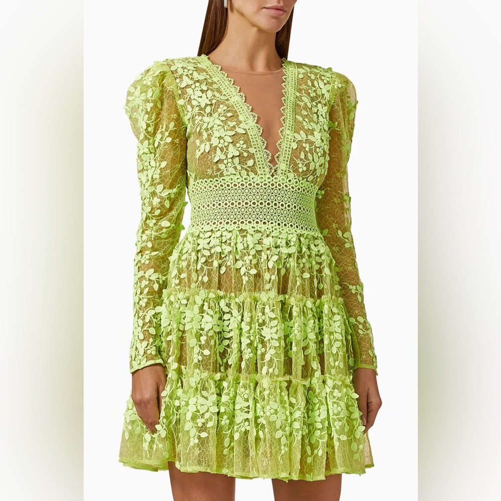 Bronx and Banco Megan Dress in lime chartreuse